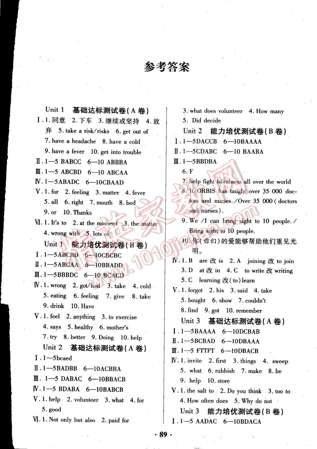 2015年优化夺标单元测试卷八年级英语下册人教版 第1页