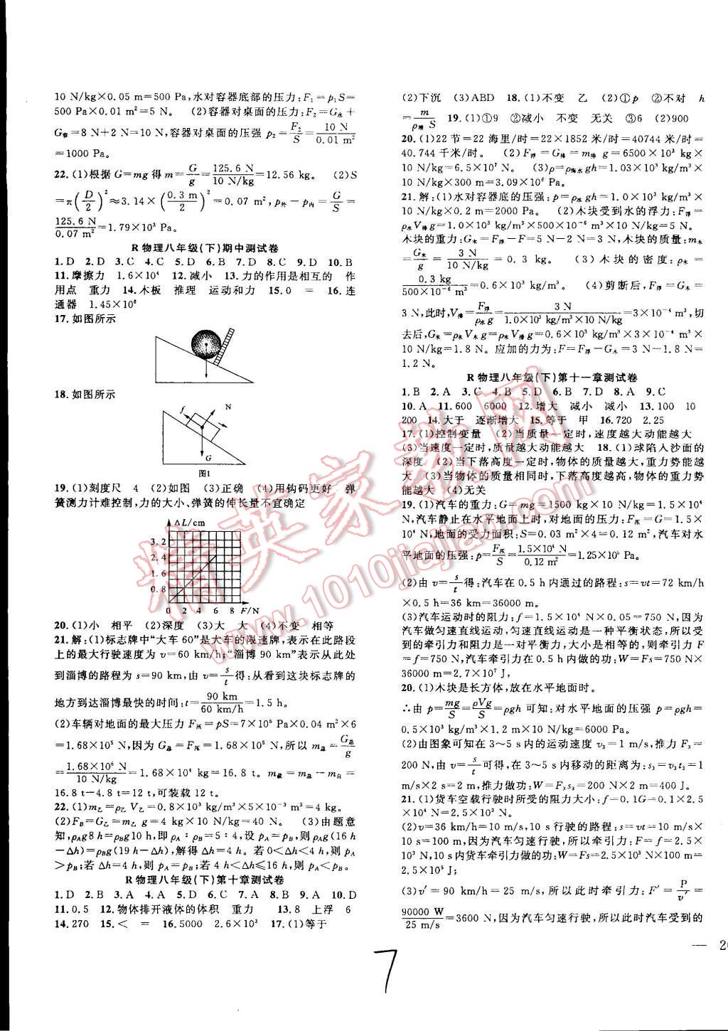 2015年体验型学案体验新知高效练习八年级物理下册人教版 第7页