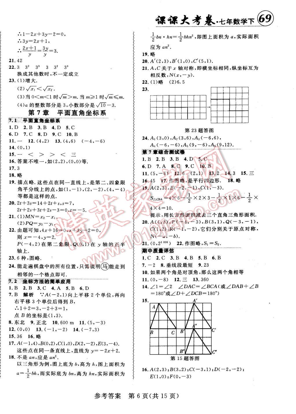 2015年北大綠卡課課大考卷七年級數(shù)學(xué)下冊人教版 第6頁