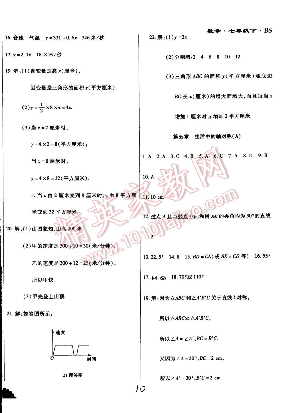 2015年千里马测试卷全新升级版七年级数学下册北师大版 第10页