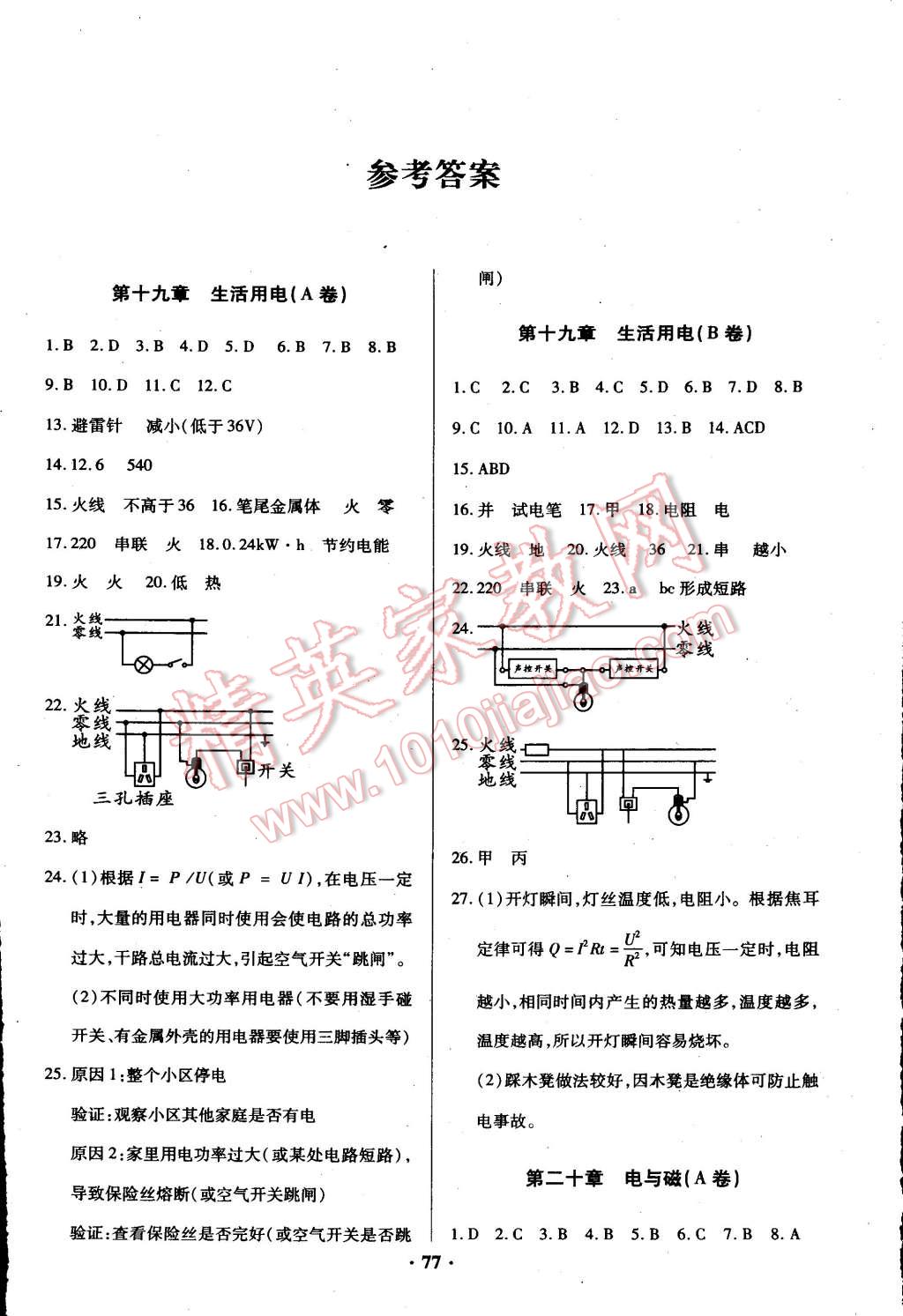 2015年优化夺标单元测试卷九年级物理下册人教版 第1页