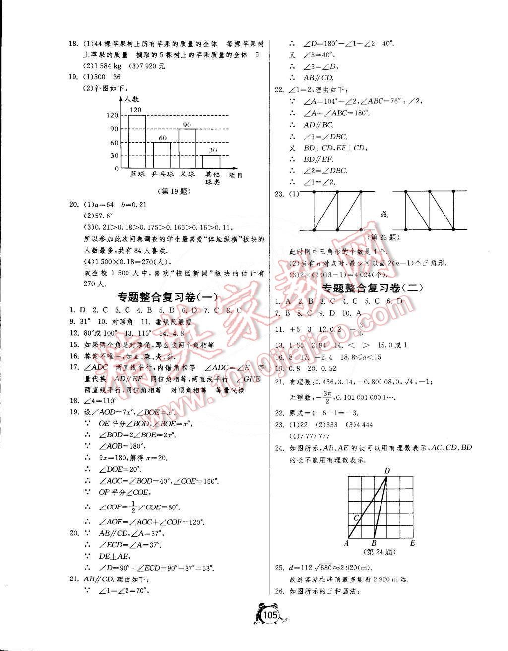 2015年單元雙測全程提優(yōu)測評卷七年級數學下冊人教版 第9頁