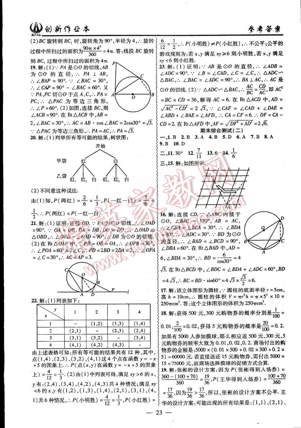 2015年创新课堂创新作业本九年级数学下册沪科版 第23页