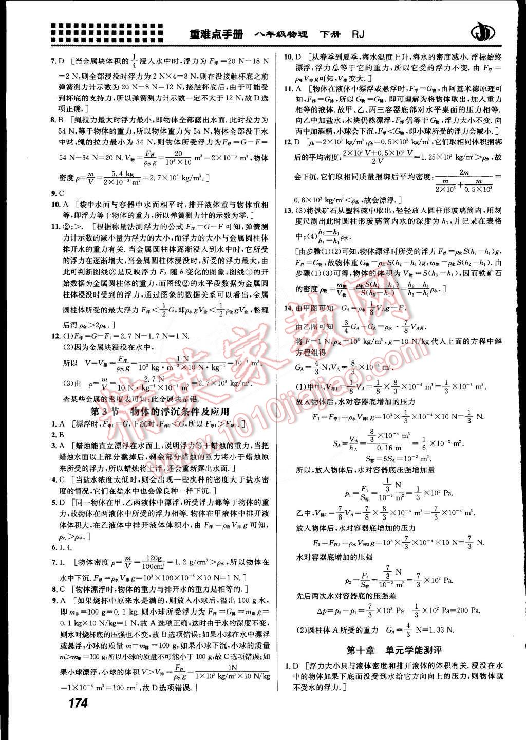 2015年重難點(diǎn)手冊(cè)八年級(jí)物理下冊(cè)人教版 第8頁