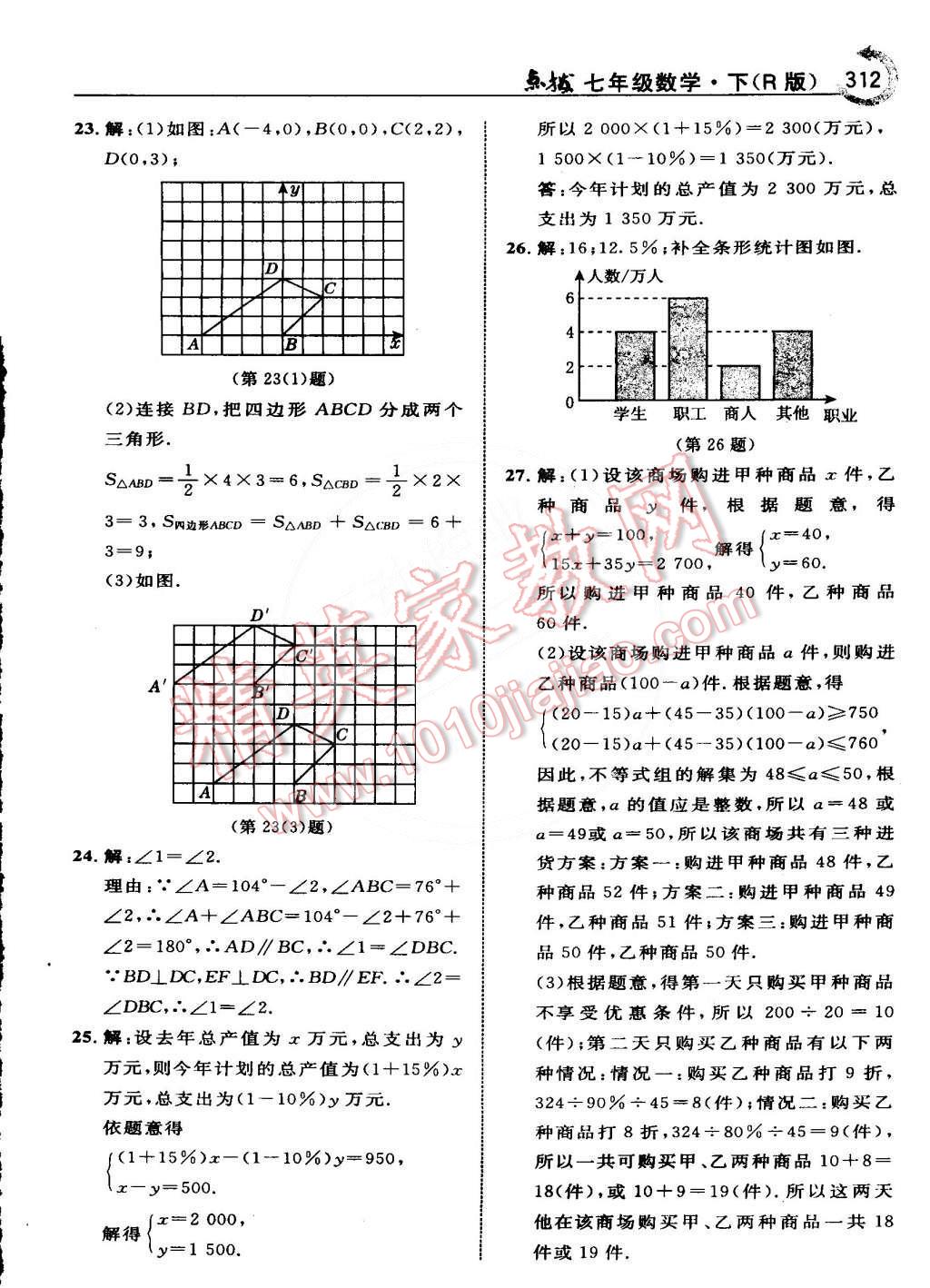 2015年特高级教师点拨七年级数学下册人教版 第56页