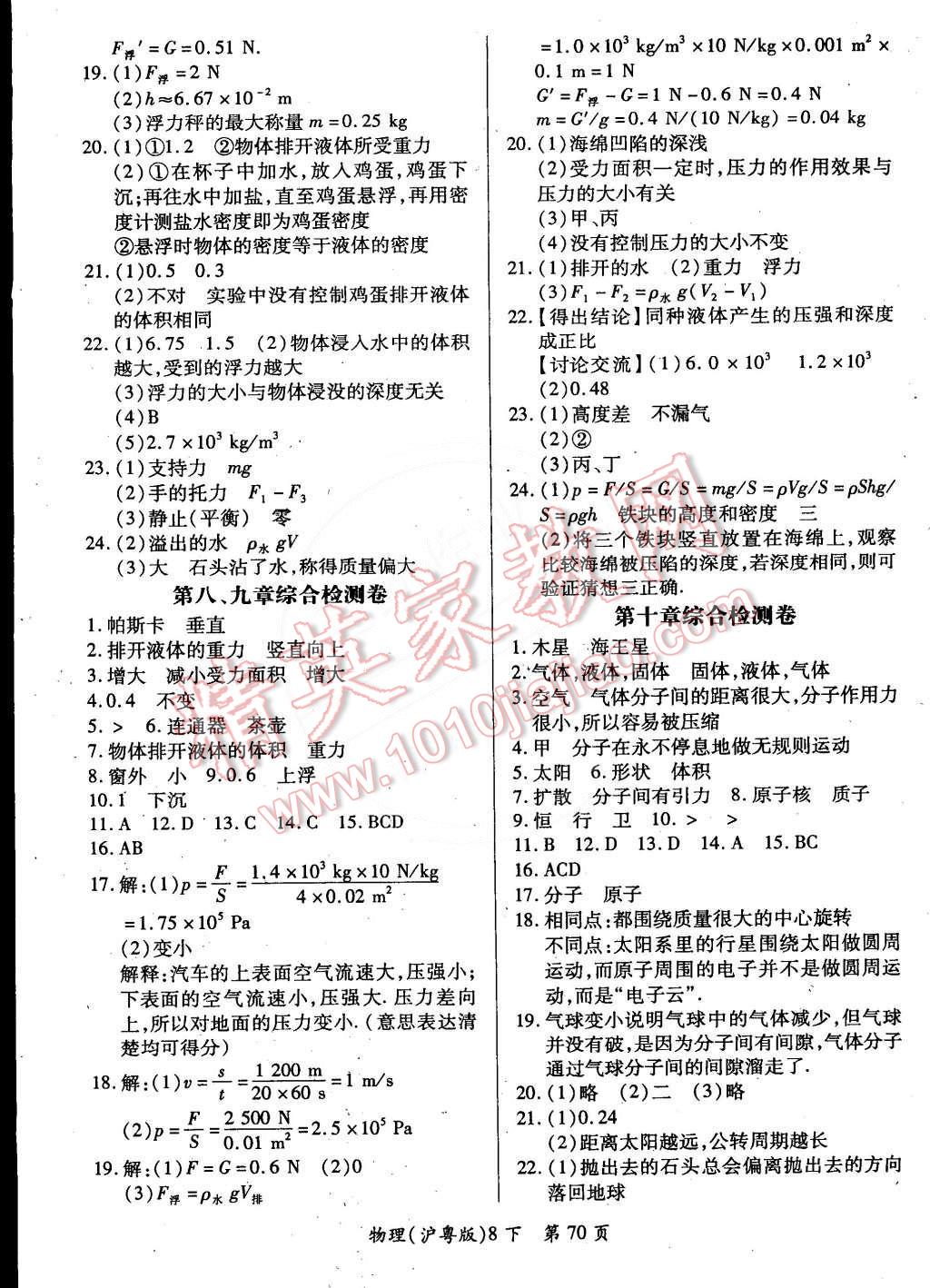 2015年單元檢測創(chuàng)新評價八年級物理下冊滬粵版 第4頁