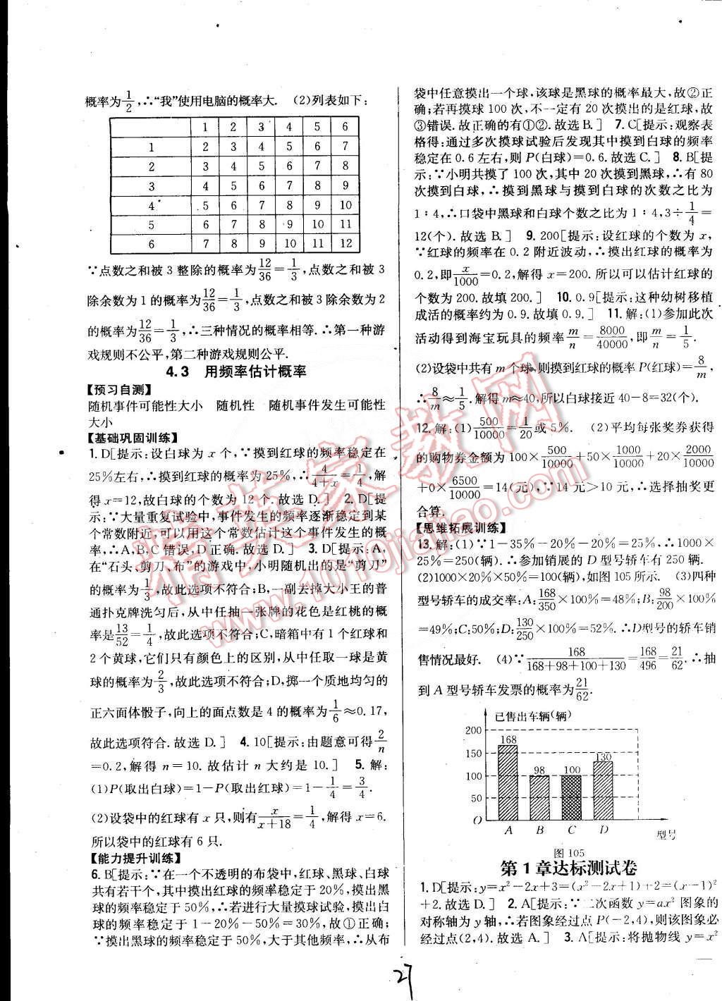 2015年全科王同步課時(shí)練習(xí)九年級(jí)數(shù)學(xué)下冊(cè)湘教版 第27頁(yè)