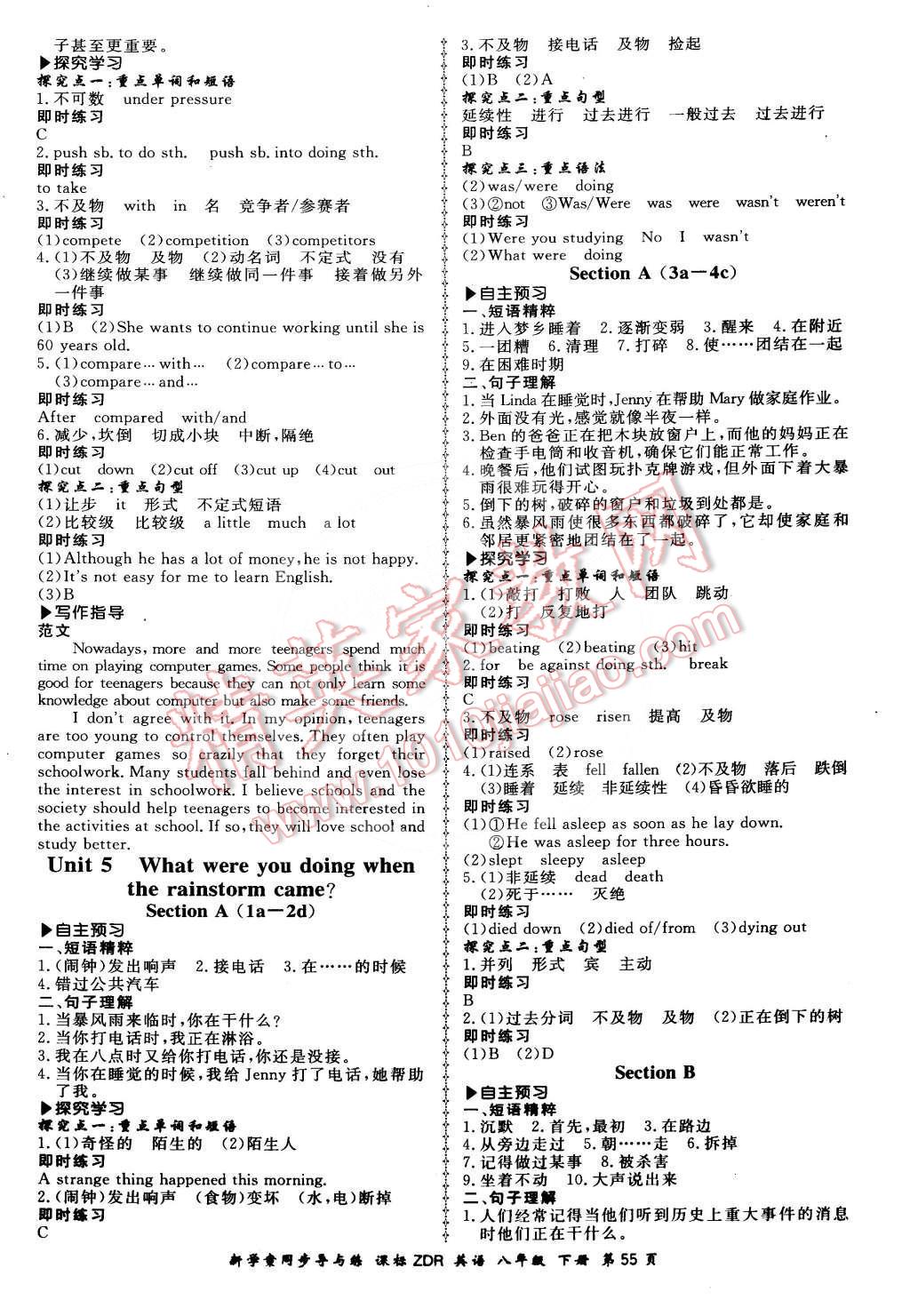 2015年新學(xué)案同步導(dǎo)與練八年級英語下冊人教版 第5頁