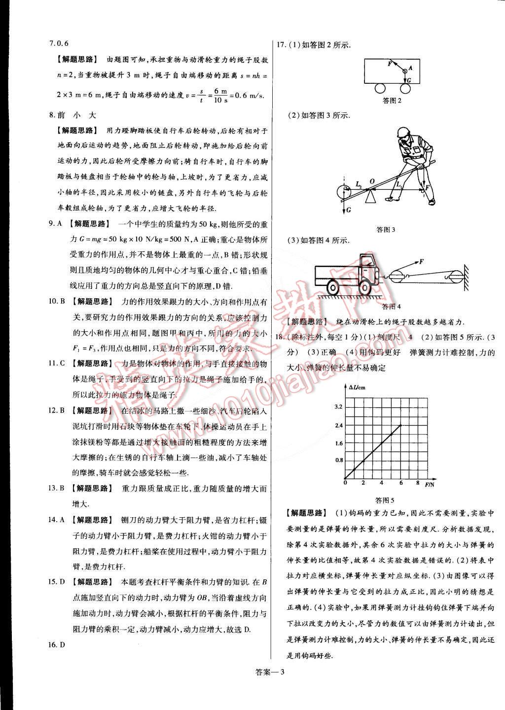 2015年金考卷活页题选名师名题单元双测卷八年级物理下册沪粤版 第3页