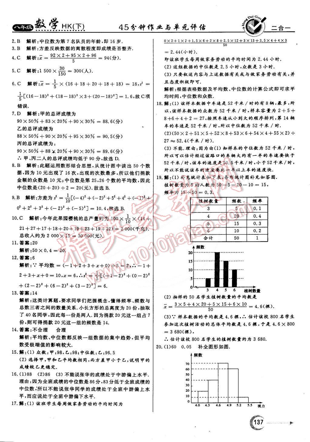 2015年紅對勾45分鐘作業(yè)與單元評估八年級數(shù)學(xué)下冊滬科版 第41頁