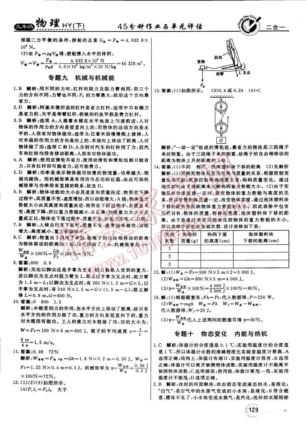 2015年紅對勾45分鐘作業(yè)與單元評估九年級物理下冊滬粵版 第21頁