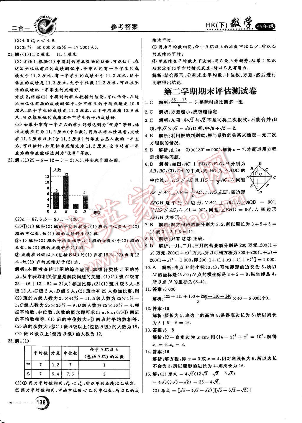 2015年紅對勾45分鐘作業(yè)與單元評估八年級數(shù)學(xué)下冊滬科版 第42頁