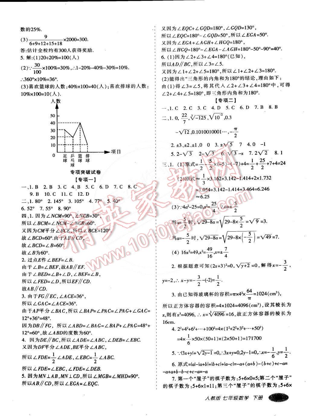 2015年聚能闖關(guān)期末復(fù)習(xí)沖刺卷七年級數(shù)學(xué)下冊人教版 第6頁