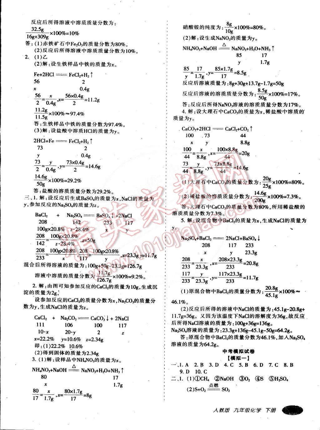 2015年聚能闖關(guān)期末復(fù)習(xí)沖刺卷九年級化學(xué)下冊人教版 第6頁