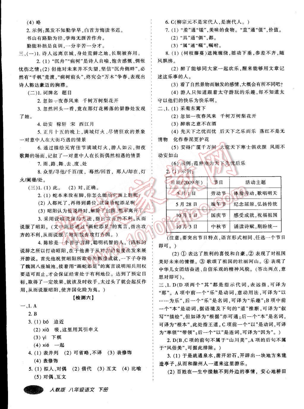 2015年聚能闯关期末复习冲刺卷八年级语文下册人教版 第7页