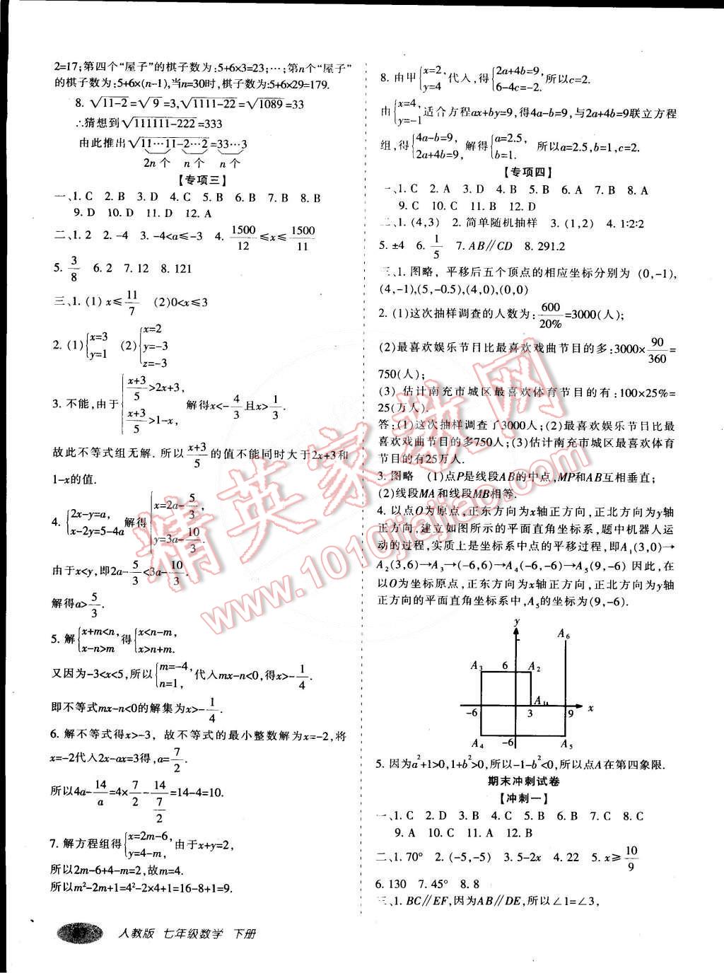 2015年聚能闖關(guān)期末復(fù)習(xí)沖刺卷七年級(jí)數(shù)學(xué)下冊(cè)人教版 第7頁