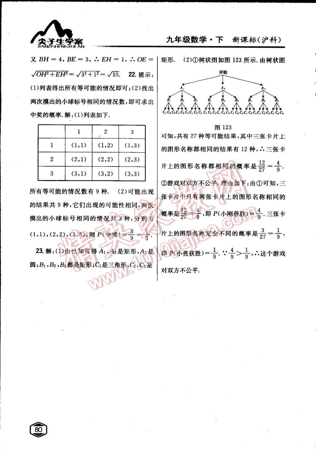 2015年尖子生学案九年级数学下册沪科版 第47页