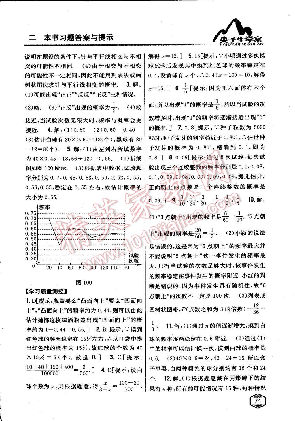 2015年尖子生学案九年级数学下册沪科版 第38页