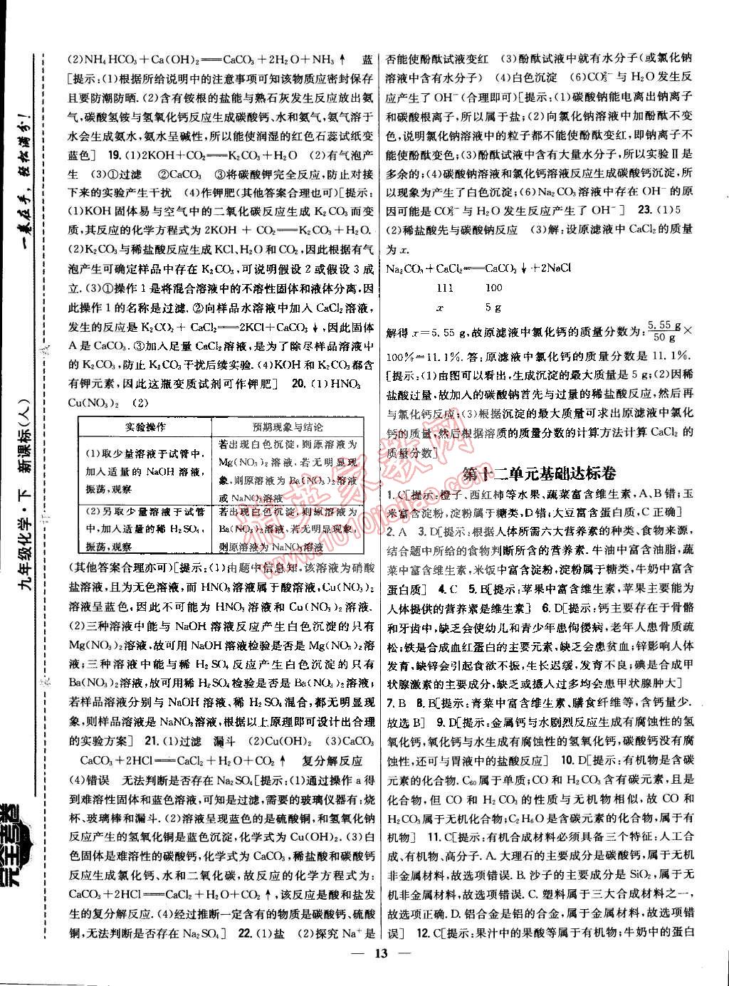 2015年新教材完全考卷九年級化學(xué)下冊人教版 第13頁