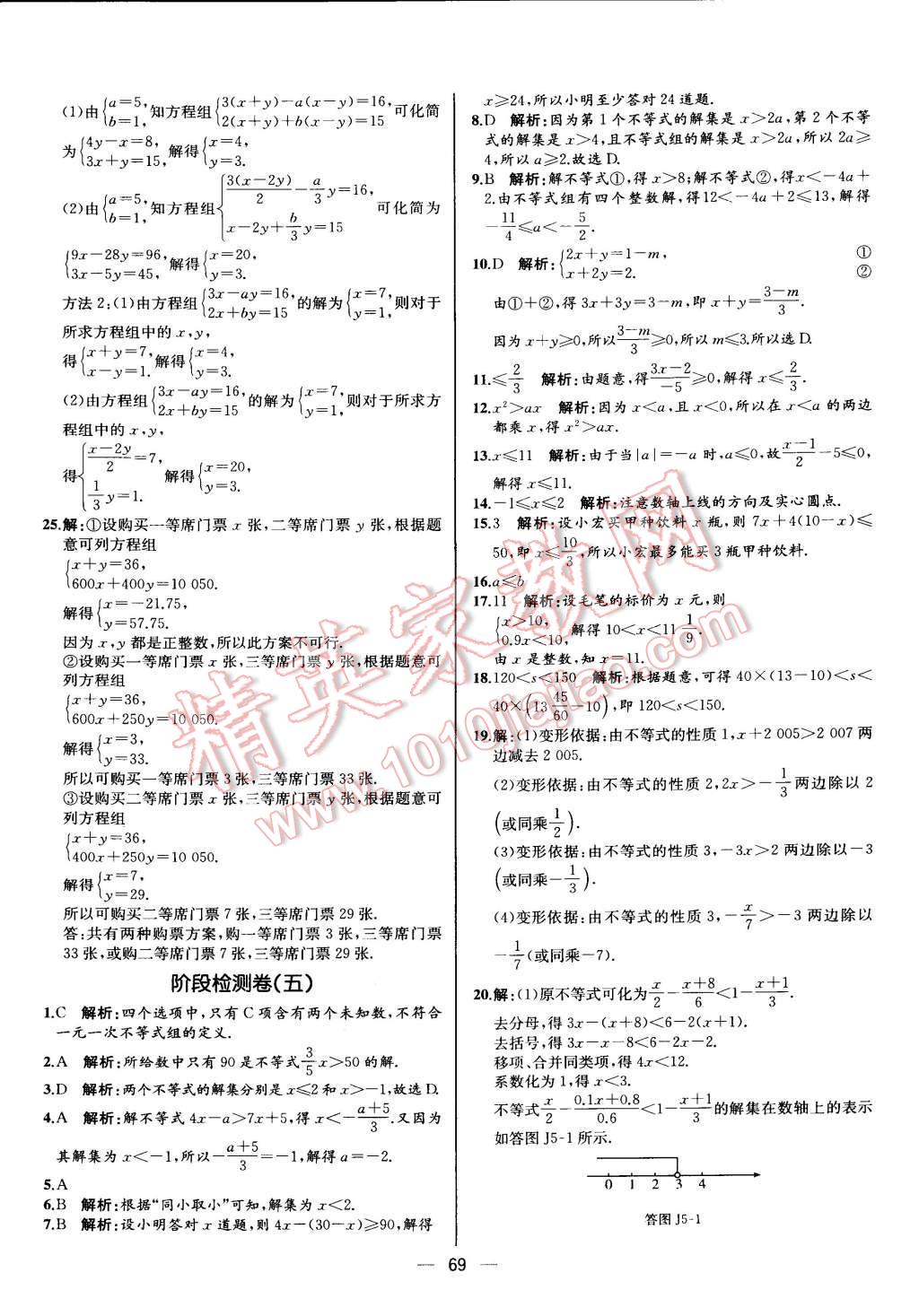 2015年同步導(dǎo)學(xué)案課時(shí)練七年級(jí)數(shù)學(xué)下冊(cè)人教版 參考答案第37頁(yè)