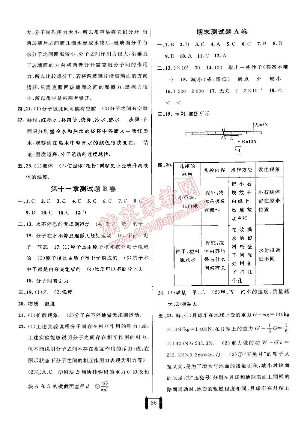 2015年海淀單元測試AB卷八年級物理下冊滬科版 第6頁