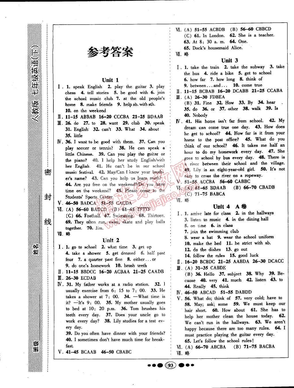 2015年名校名題好幫手全程測(cè)控七年級(jí)英語下冊(cè)人教版 第1頁