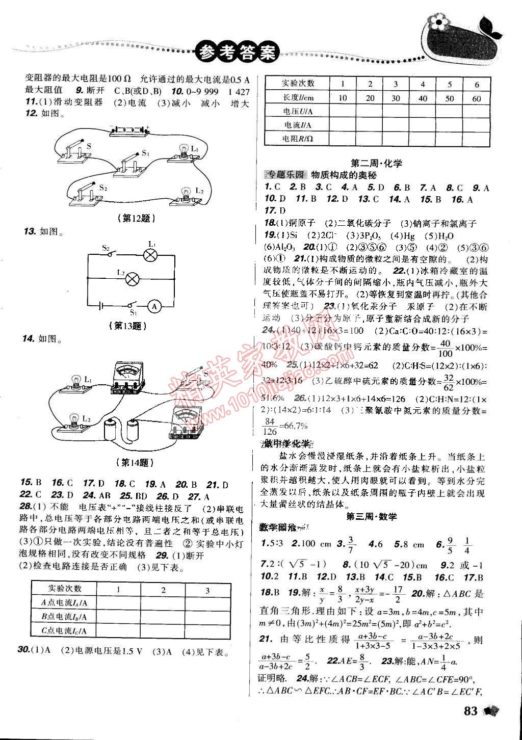 2015年寒假乐园九年级数学物理化学合订本理科版B辽宁师范大学出版社 第3页