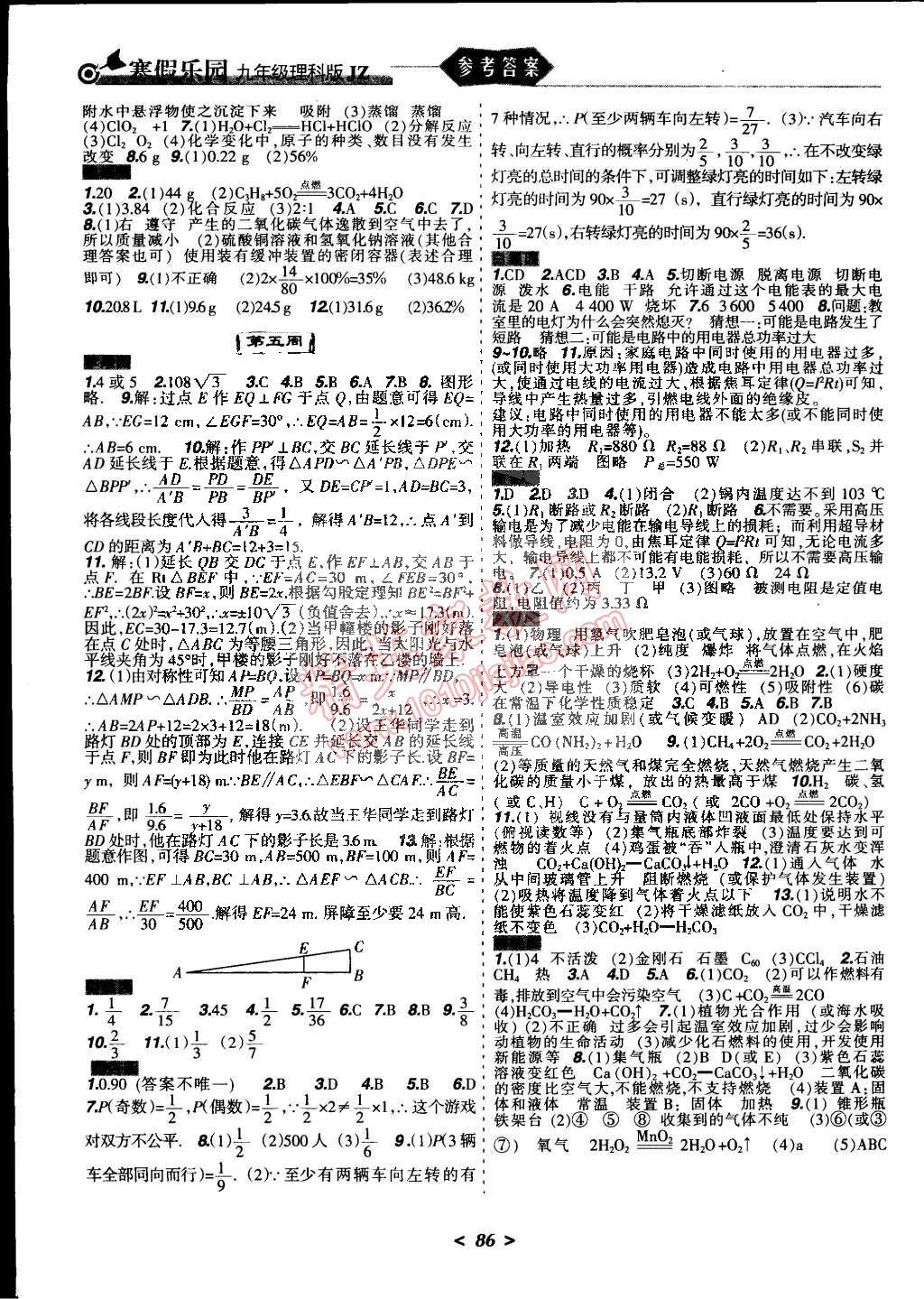 2015年寒假樂園九年級數(shù)學(xué)物理化學(xué)合訂本理科版JZ遼寧師范大學(xué)出版社 第5頁