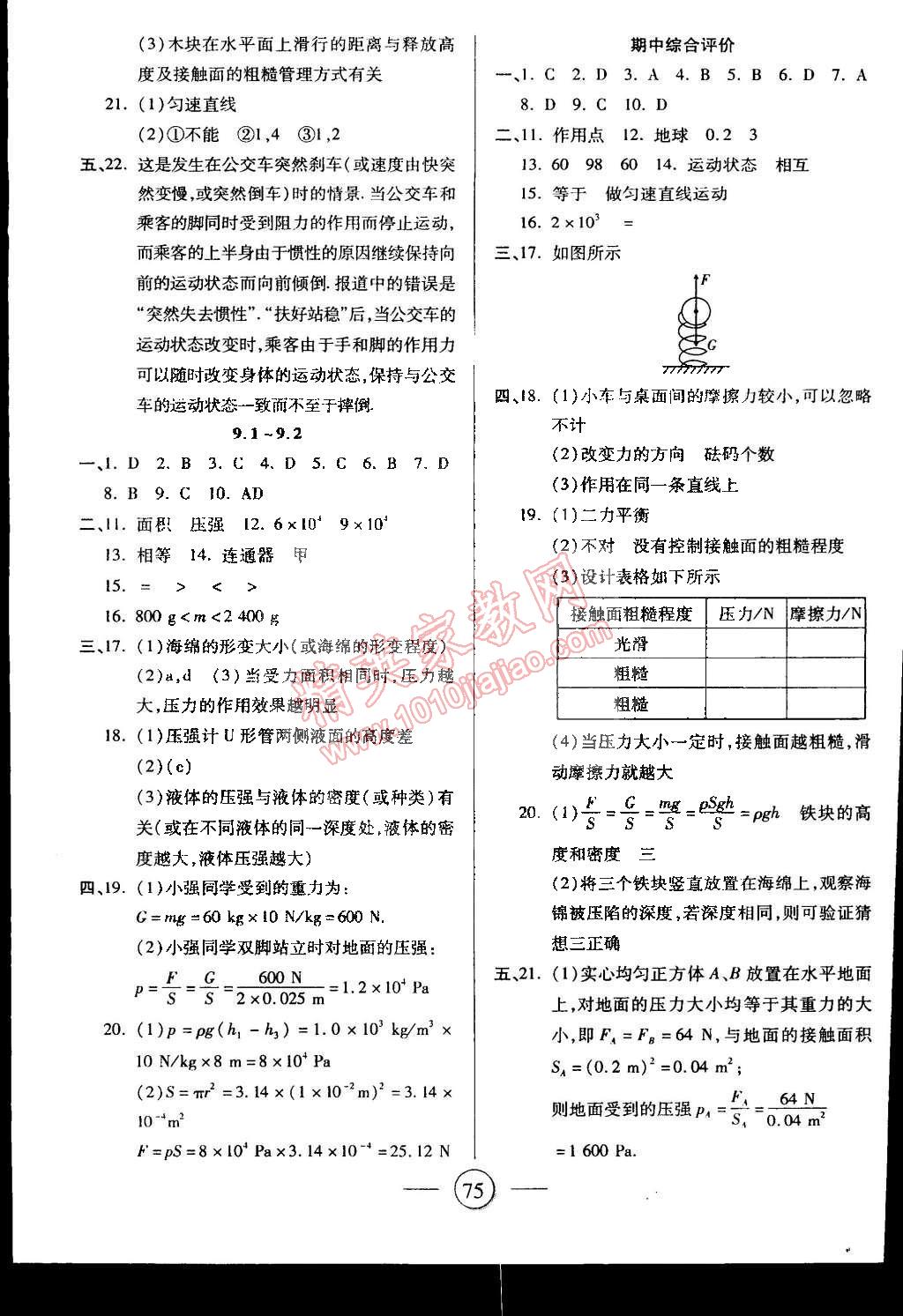 2015年全程考評一卷通八年級物理下冊人教版 第3頁