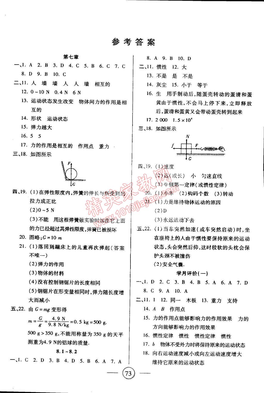 2015年全程考評一卷通八年級物理下冊人教版 第1頁