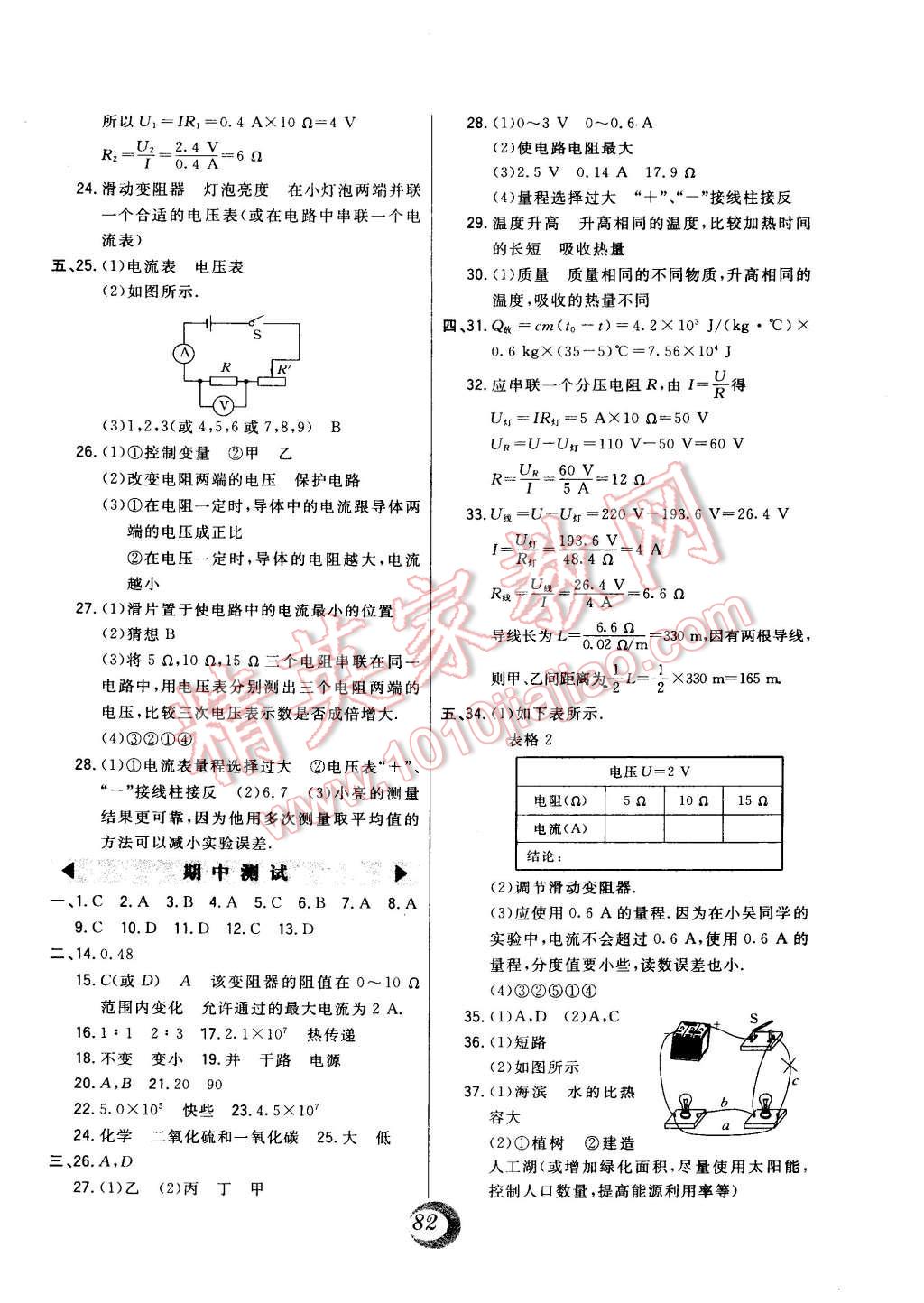 2014年北大绿卡九年级物理全一册人教版 第26页