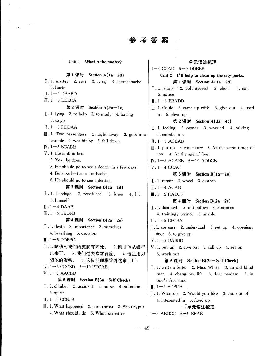 2015年创优课时训练八年级英语下册人教版 第1页