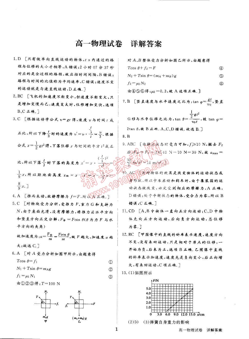 2015年寒假專題突破練高一年級物理教科版 第1頁