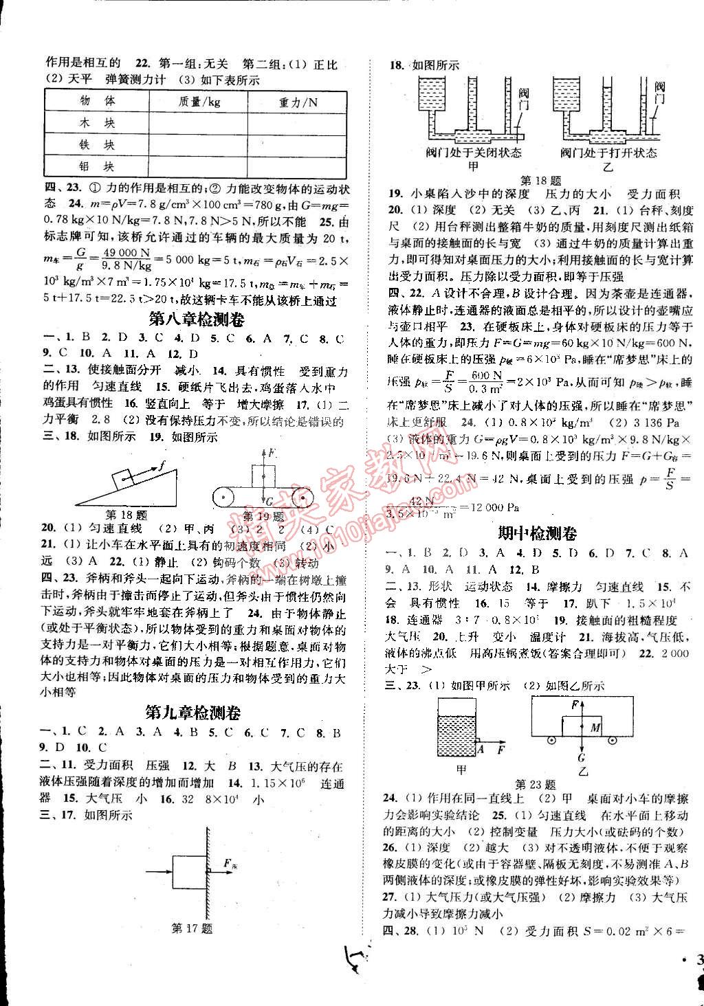 2015年通城学典活页检测八年级物理下册人教版 第5页