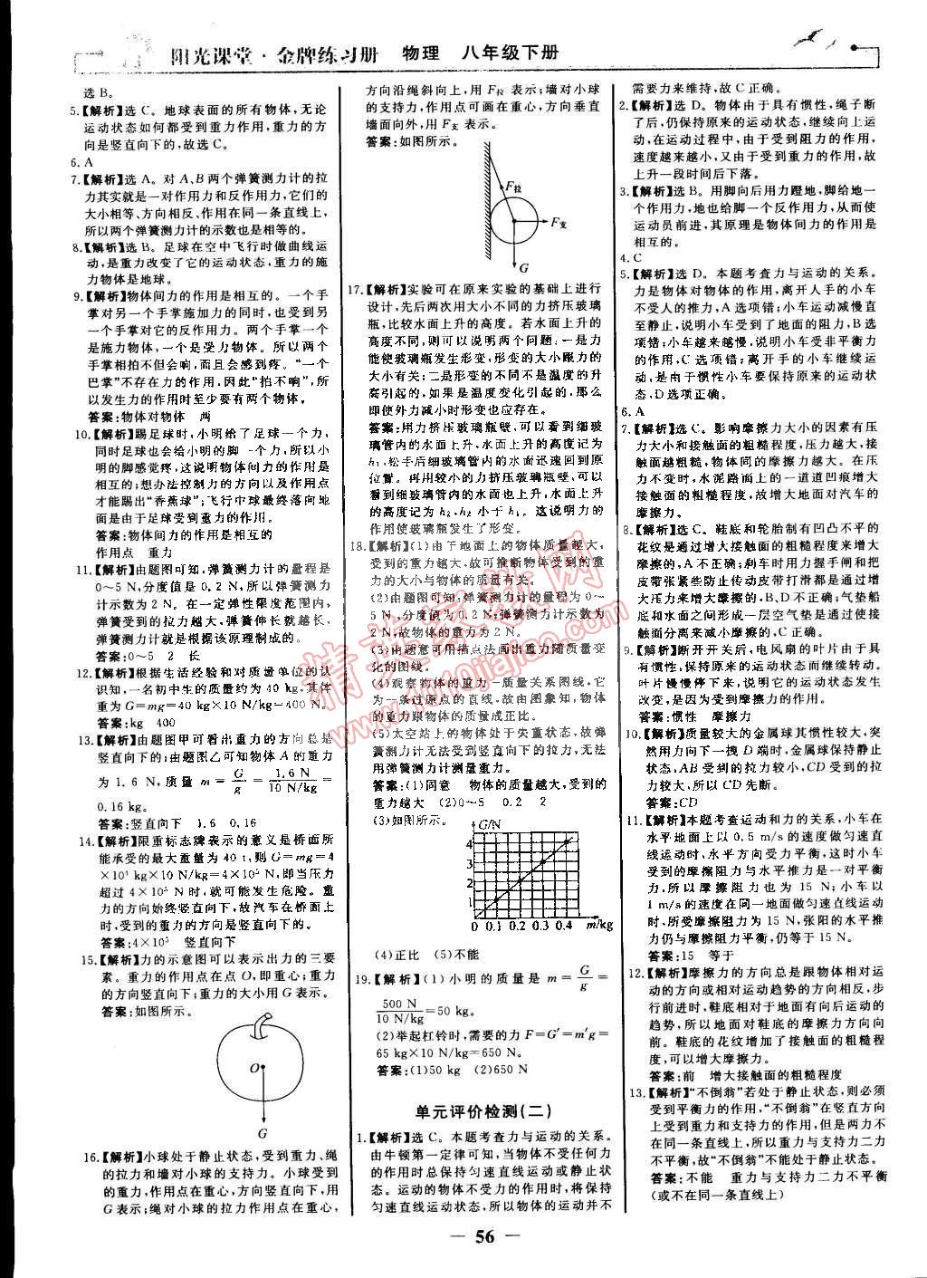 2015年阳光课堂金牌练习册八年级物理下册人教版 第16页