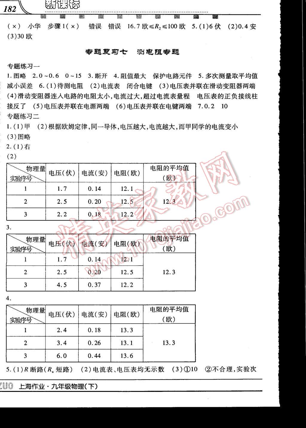 2015年上海作業(yè)九年級(jí)物理下冊(cè) 第9頁(yè)