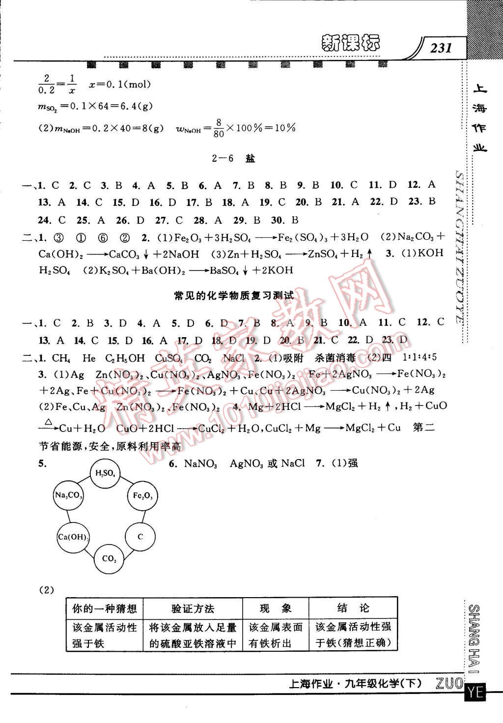 2016年上海作業(yè)九年級(jí)化學(xué)下冊(cè) 第19頁(yè)