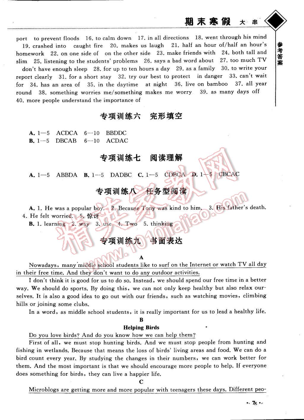 2015年期末寒假提優(yōu)計(jì)劃八年級(jí)英語譯林版 第11頁