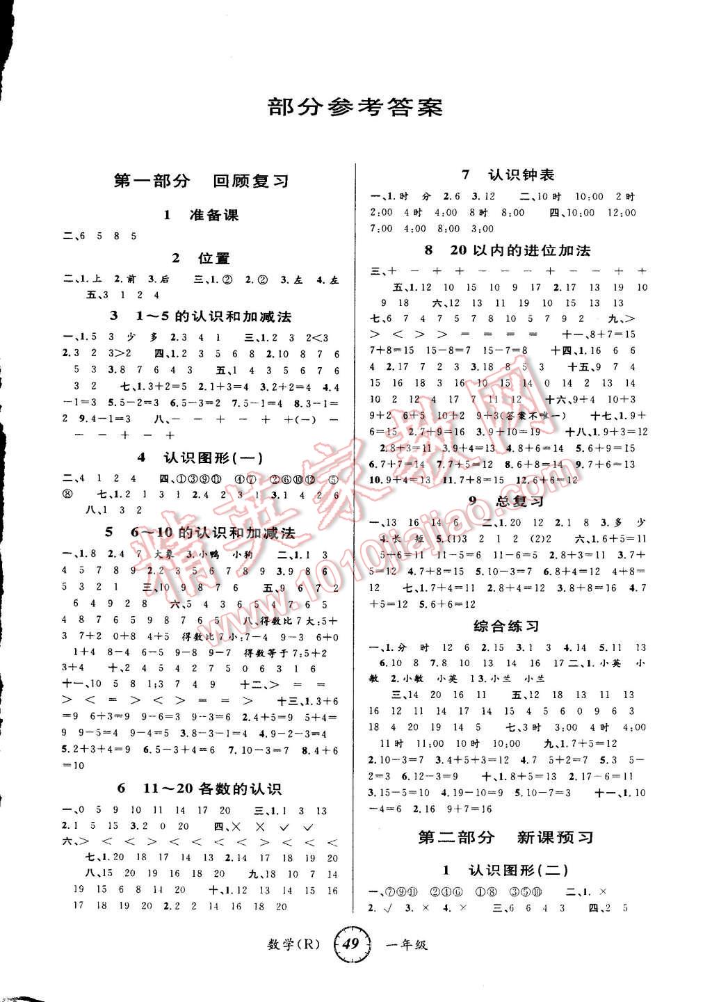 2015年寒假创新型自主学习第三学期寒假衔接一年级数学人教版 第2页