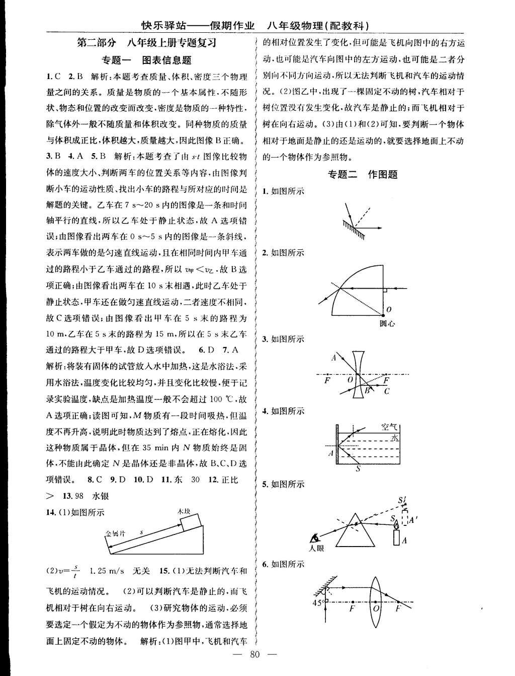 2015年期末寒假衔接快乐驿站寒假作业八年级物理科教版 参考答案第16页