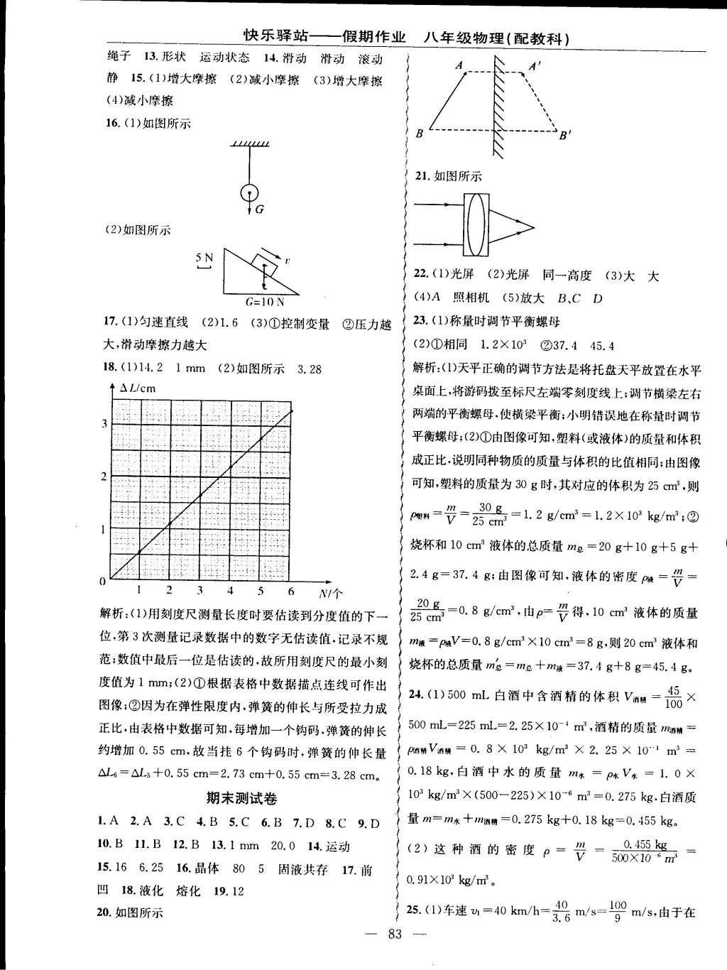 2015年期末寒假銜接快樂(lè)驛站寒假作業(yè)八年級(jí)物理科教版 參考答案第19頁(yè)