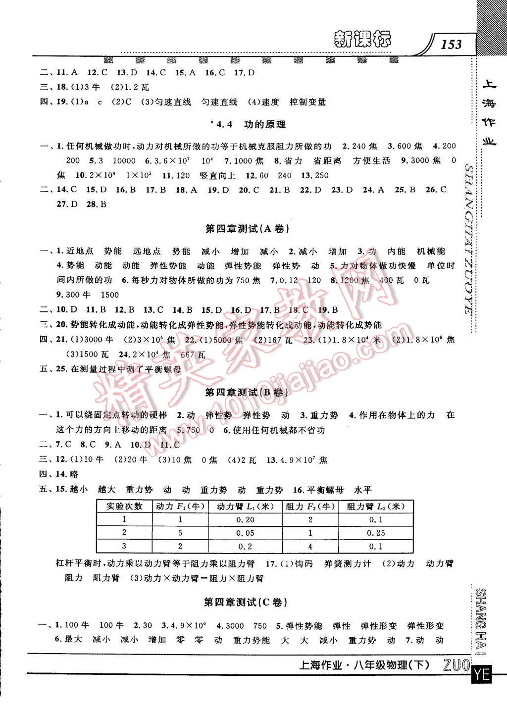 2016年上海作業(yè)八年級物理下冊 第3頁