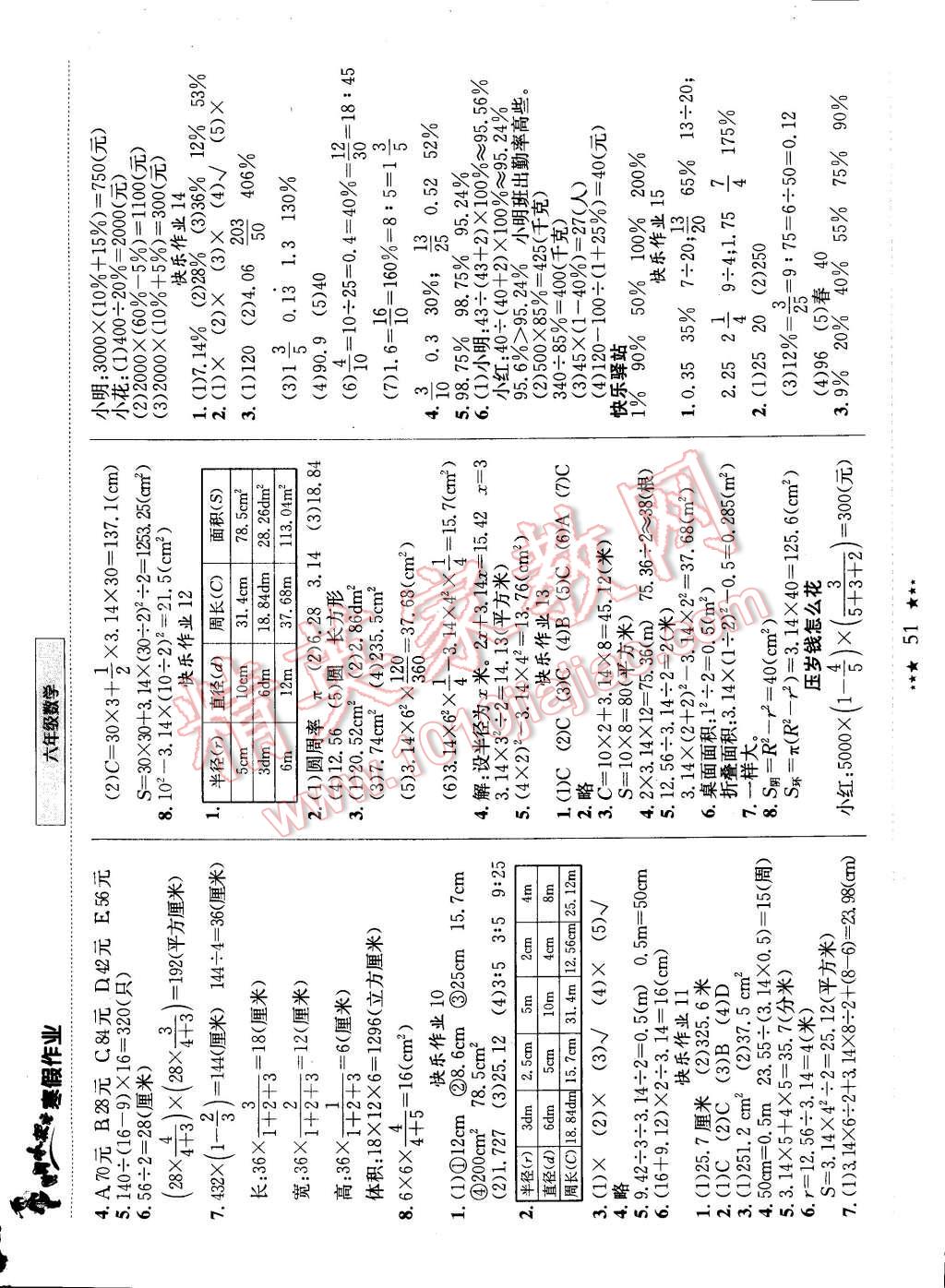 2015年黄冈小状元寒假作业六年级数学 第7页