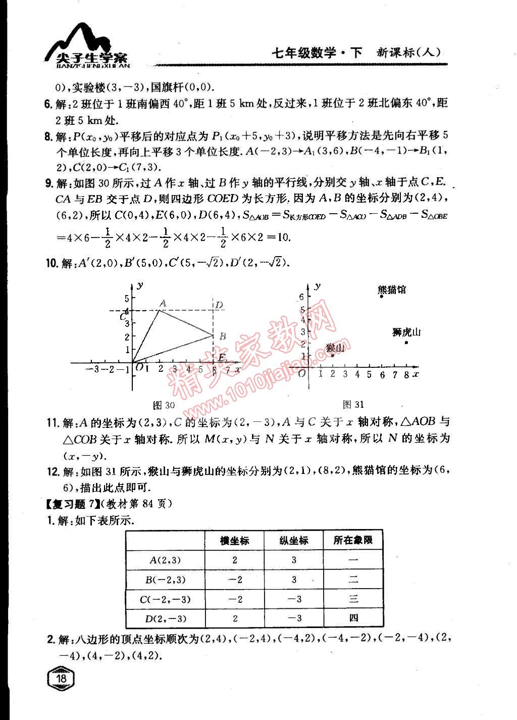 課本人教版七年級數(shù)學(xué)下冊 第七章 平面直角坐標(biāo)系第5頁