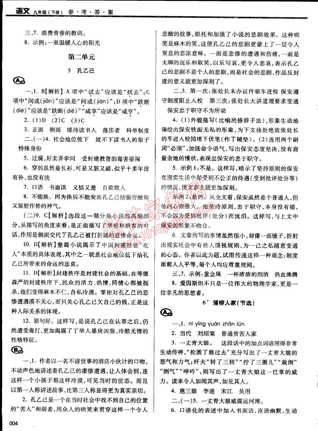 2015年学习质量监测九年级语文下册人教版 第4页