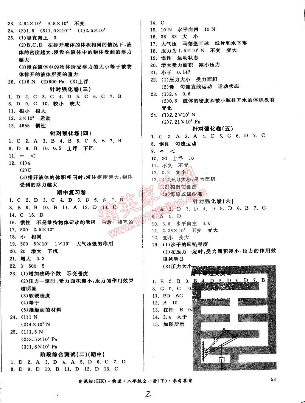 2014年同步活頁測試卷全品小復(fù)習(xí)八年級物理全一冊滬科版 第2頁