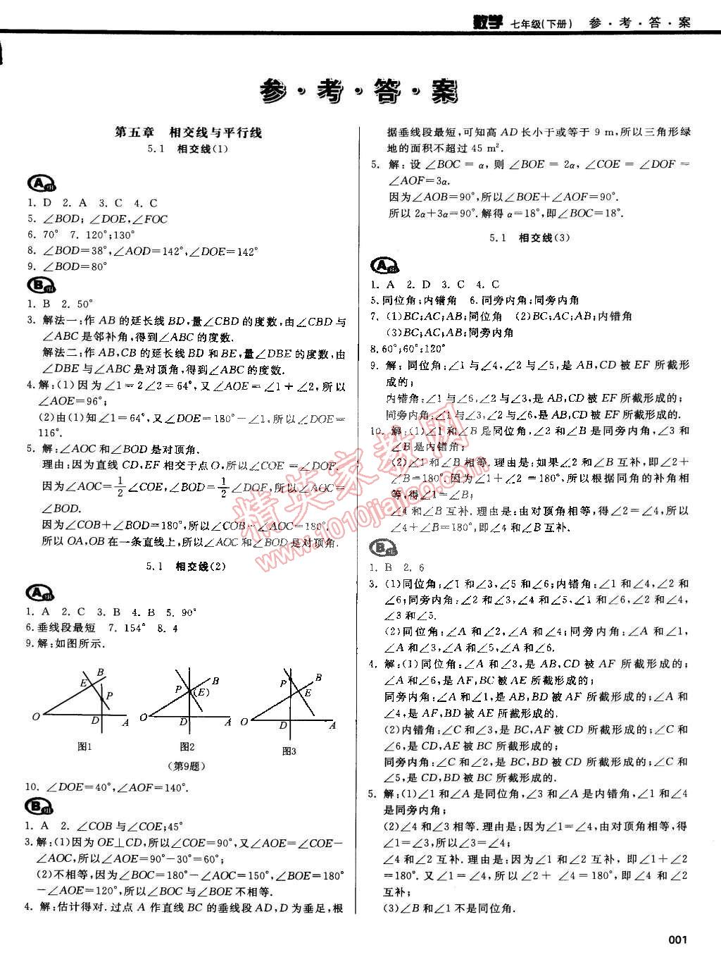 2015年學(xué)習(xí)質(zhì)量監(jiān)測七年級數(shù)學(xué)下冊人教版 第1頁