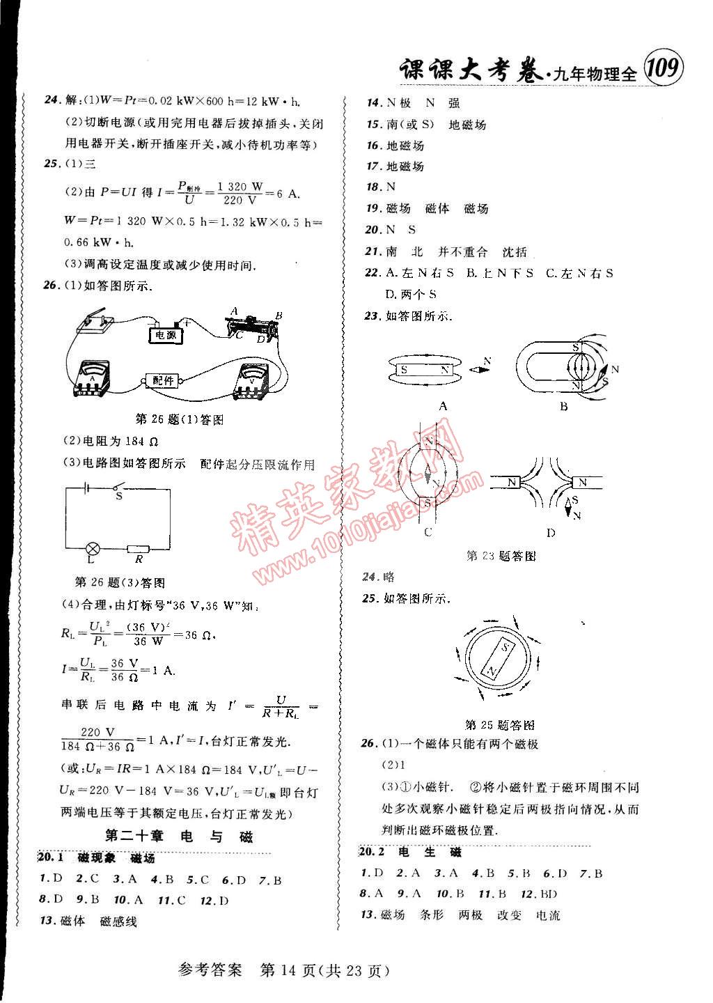 2014年北大綠卡課課大考卷九年級物理全一冊人教版 第14頁