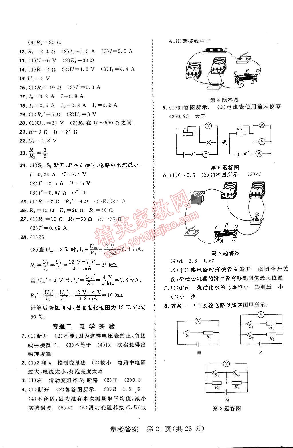 2014年北大绿卡课课大考卷九年级物理全一册人教版 第21页