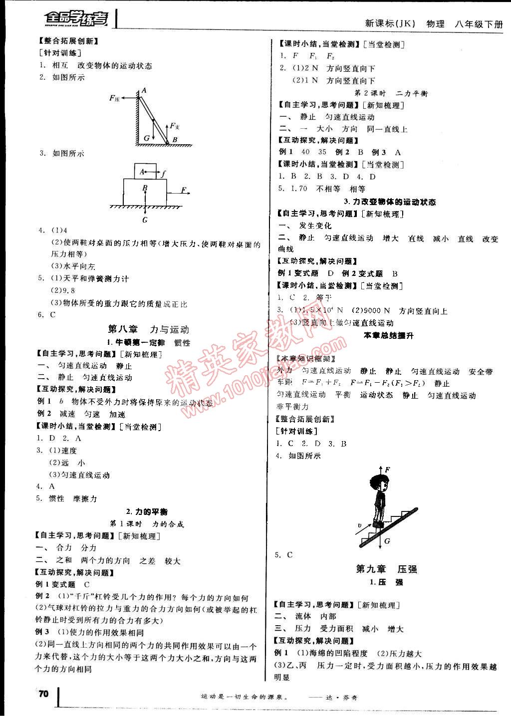 2015年全品学练考八年级物理下册教科版 第2页